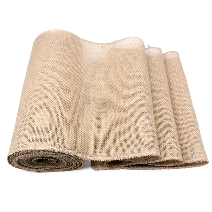 Bordslöpare 1pcs 30cmx10m Rustik Country Wedding Party Decorations Burlap Natural Jute Linen för dekor hemduk 220902