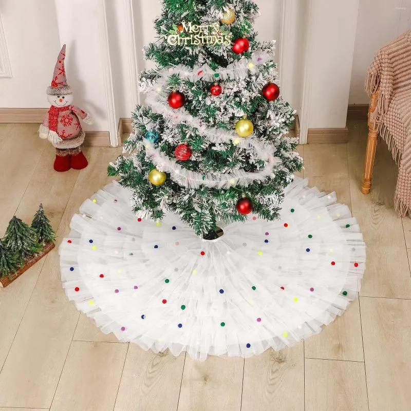 Adornos navideños 78/90/122cm falda de árbol alfombra de malla copo de nieve alfombra de felpa blanca para el hogar decoración de año de Navidad adorno de delantal de Navidad