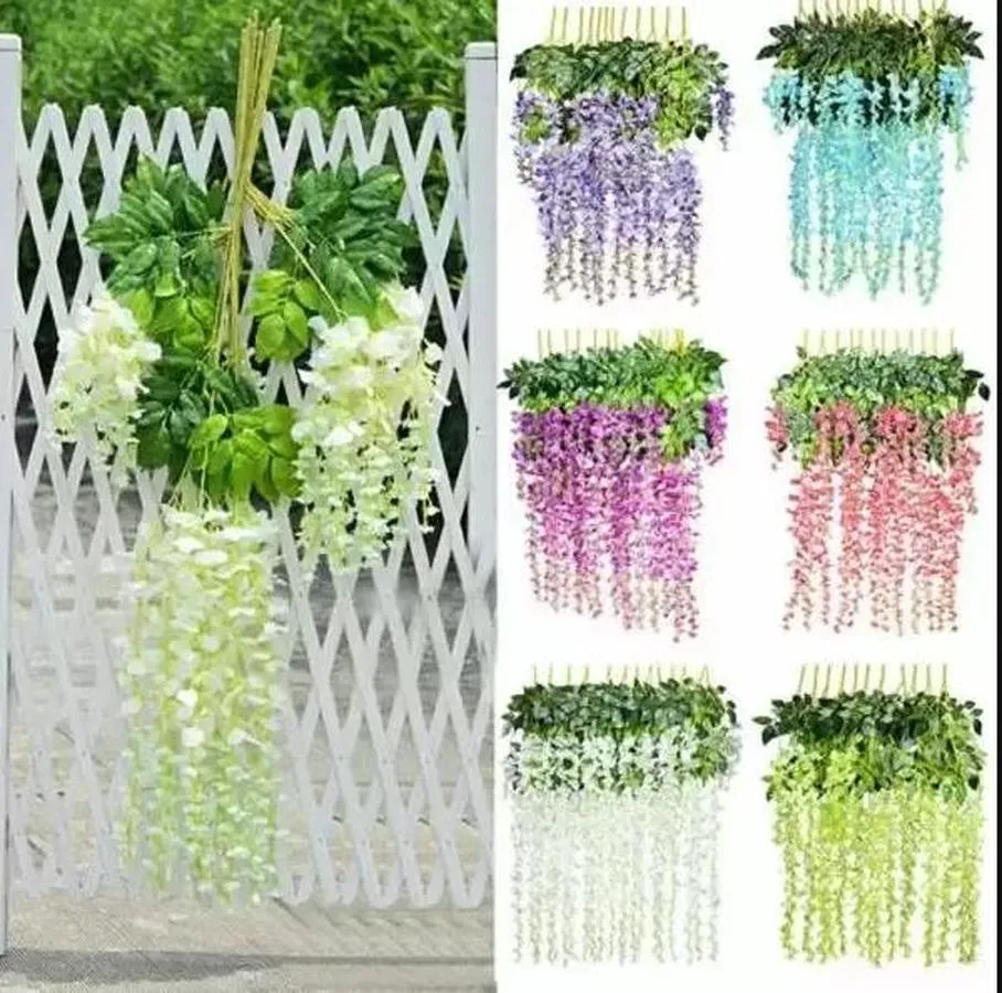 Yapay Ivy dekoratif çiçekler ipek çiçek wisteria asma çiçek rattan düğün centerpieces için dekorasyonlar buket çelenk ev süsleri