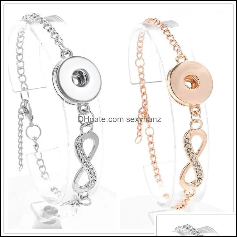 Urok bransolety noosa snap bransoletka rhinestone nieskończoność 18 mm imbirowe guziki guziki Chunk Chuck Breakband Dostawa 2021 Bra dhfnj