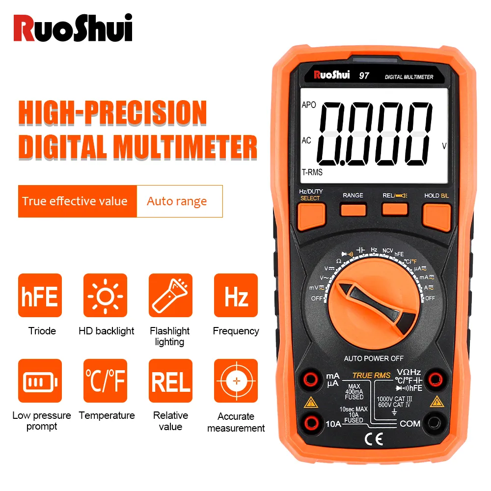 High Preciseion digitaal automatisch bereik multimeter ruoshui 97