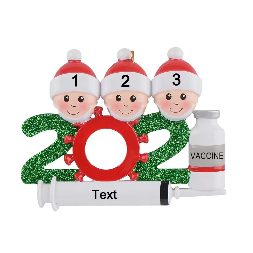 IN STOCK Wholesale decoration Retail Polyresin 2021 Family of 2 Personalized Quarantine Christmas Tree Ornaments Decoration Xmas Keepsake Souvenir