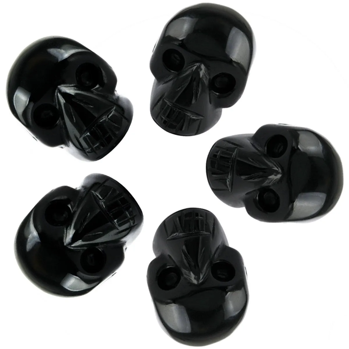 Pedra de 1 polegada Black Obsidian Crystal Skl Scpture Conjunto de 5 `` ``