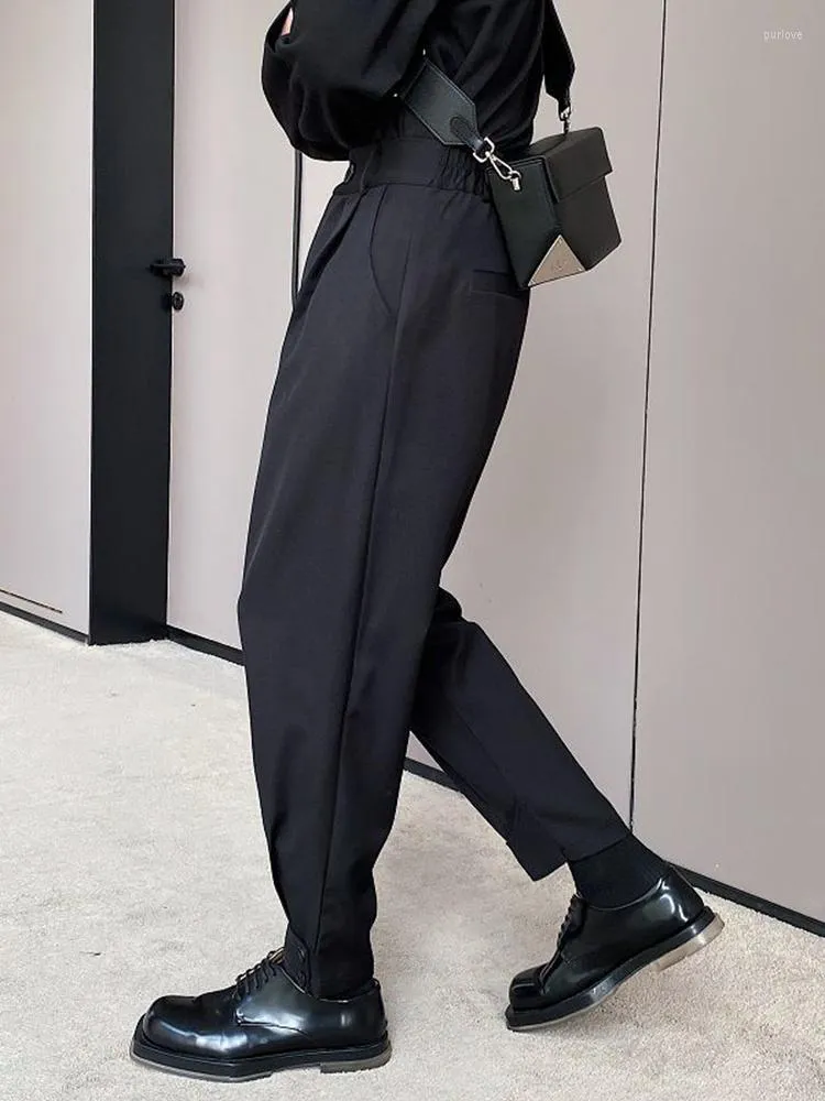 Pantalon masculin Khaki KaKi Cor￩e Streetwear Loose Pantalon 2022 Spring Harem Turnup Black Male Chic A0222