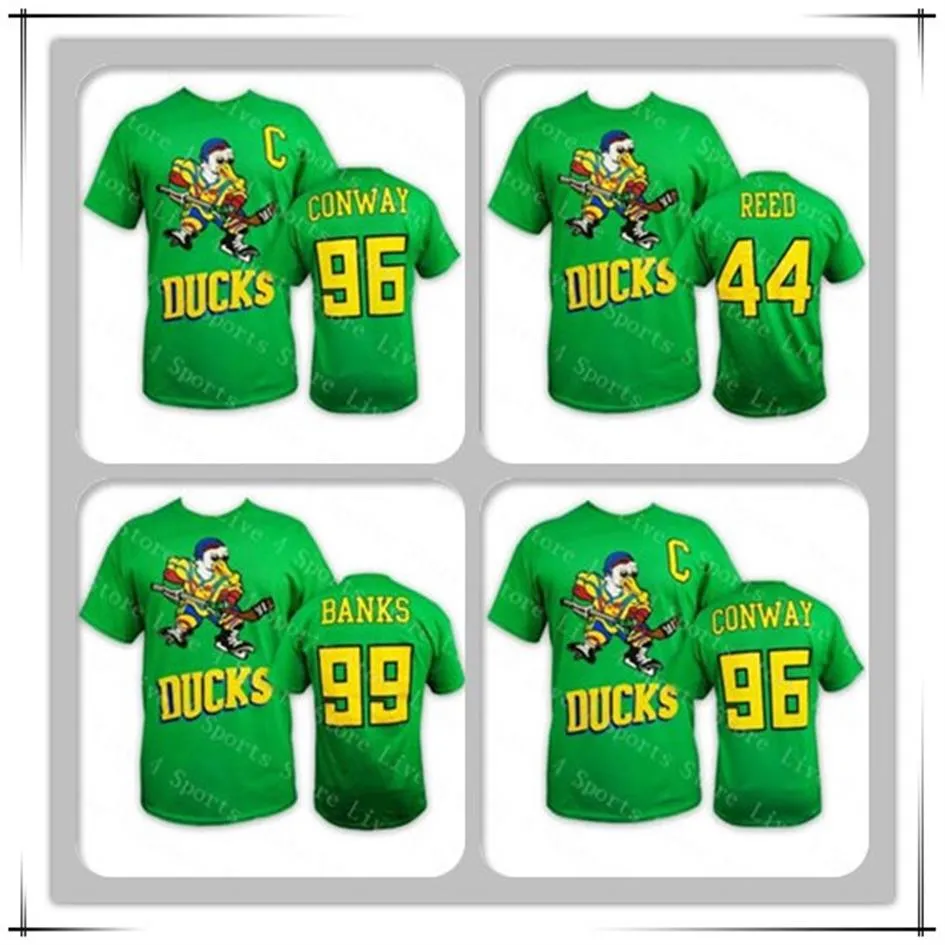 NWT 2019 Mighty Ducks Tees 96 Conway 99 Banks 44 Camiseta de l￡minas Camisetas baratas Logos impresos Big Banner Good Quanlity S2656