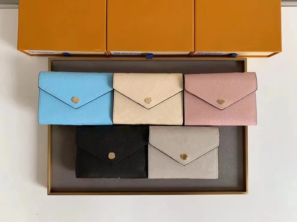 Yüksek kaliteli lüks tasarımcılar cüzdan çantası çantası moda kısa victorine cüzdan iki renkli baskı mektubu klasik pallas kart sahibi zippy para cüzdanları kutu