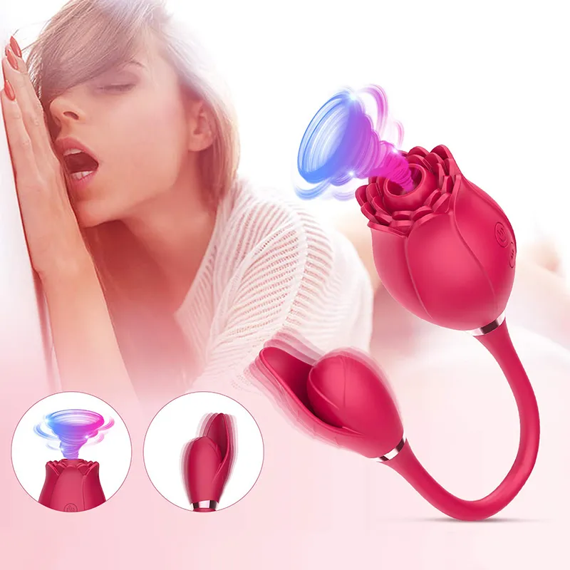 Articoli di bellezza Rose Vibator Toy per le donne Succhiare il vibratore Potente Stimolazione del clitoride della vagina Ventosa del capezzolo Masturbazione femminile Prodotto sexy per adulti