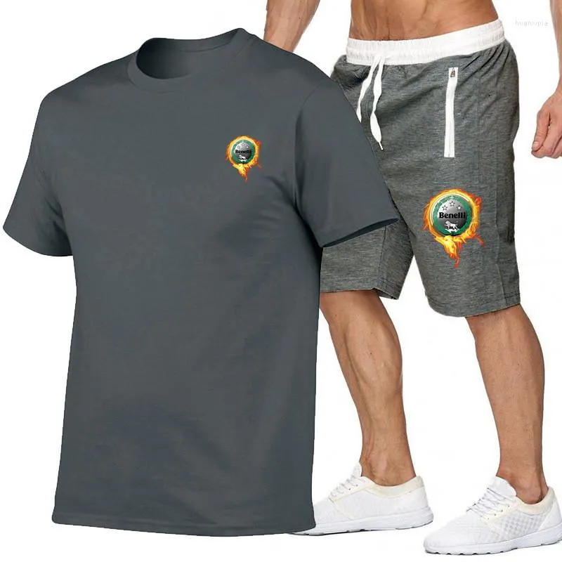 مسارات الرجال 2022 Summer Men Sports Sports Suit Benalii شعار رواية الموضة الاتجاه كل ما بعد المباراة قصيرة الأكمام مجموعة من قطعتين