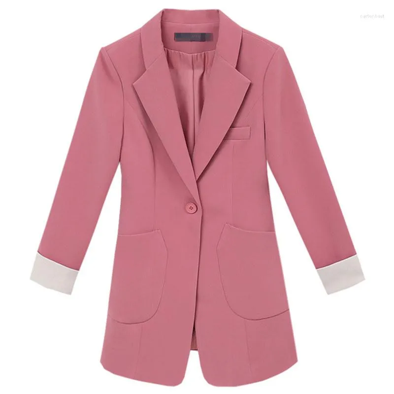 Damespakken 2022 Mode Lente Herfst Casual Jasje Effen Kleur Kantoor Blazers Vrouwen Kleine Blazer Slanke Tops