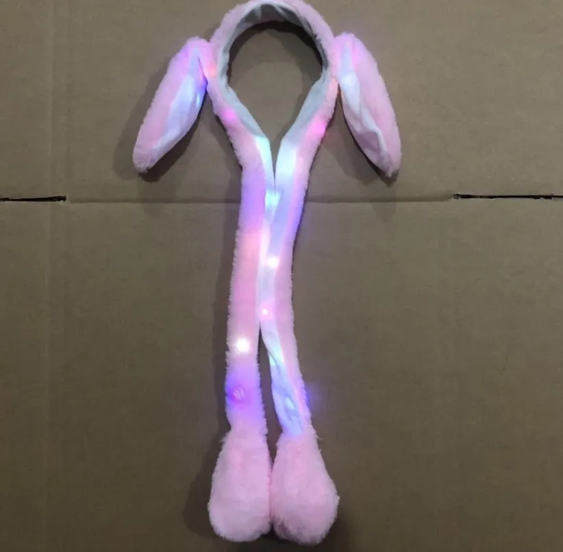 Light Up Headband Party Favors Led Jump Bunny Ear Hair HoopPlush Animal Move Headdress Halloween Easter Costume Props