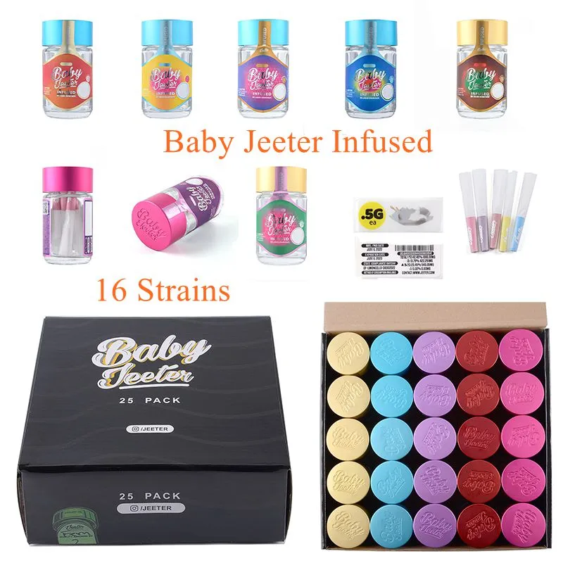 Bebek jeeter infüzyon boş cam kavanoz aksesuarları sıvı elmas koni kağıt etiketler 5 paketler ön yuvarlama kağıtları 16 suşlar ABD'de stok