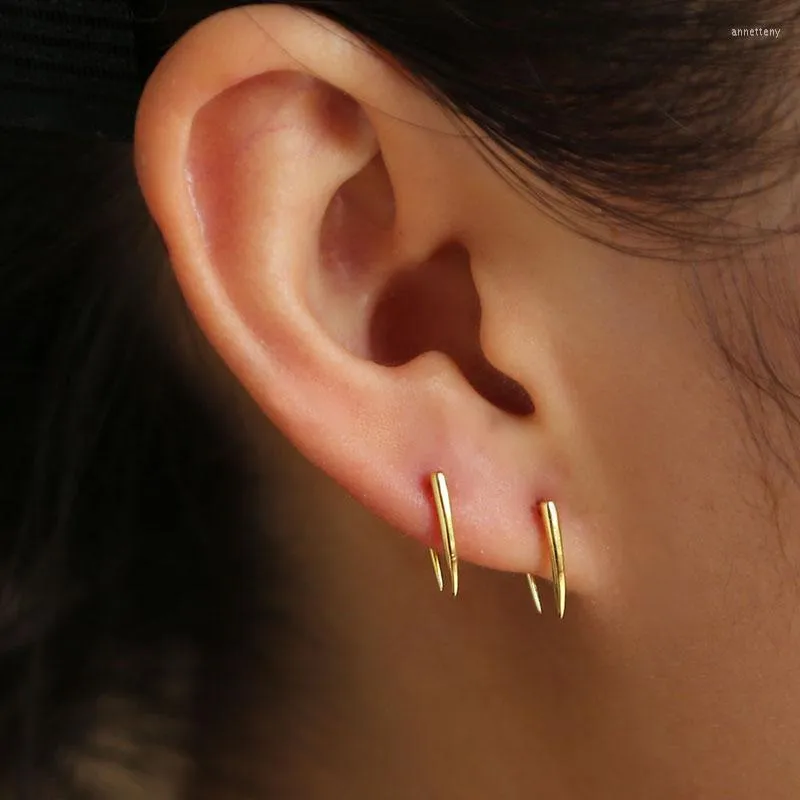 Hoop Earrings Simple Horn Stud Gold Color 925 Sterling Silver Material Minimal Delicate Danity Design 2022 Latest Earring