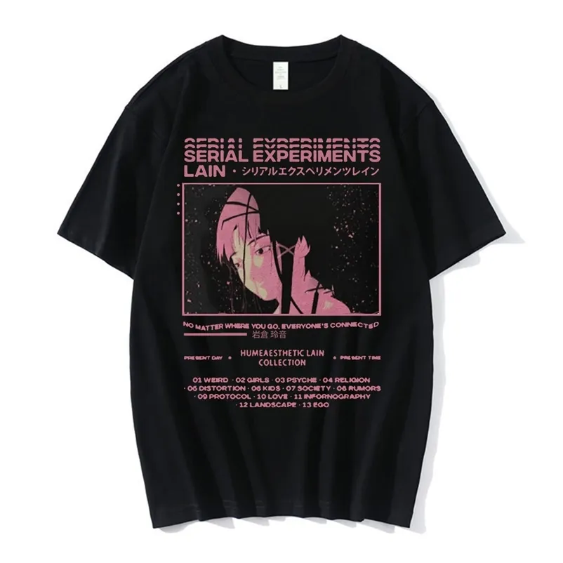 T-shirts pour hommes Anime Serial Experiments Lain T-shirt surdimensionné pour hommes T-shirts graphiques unisexe Iwakura Manga Girl Sci Fi T-shirt à manches courtes 220905