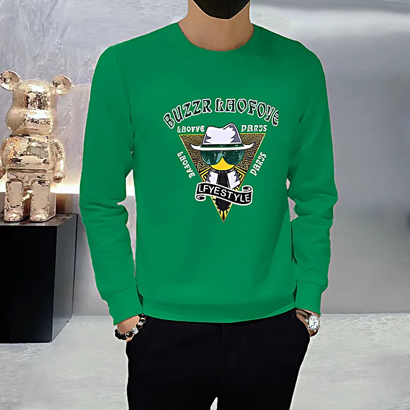 Hoodies masculinos inverno nova marca de moda padrão de desenho animado impressão diamantes quentes design suéter manga comprida gola redonda casual camisa de fundo pulôver multicolorido M-4XL