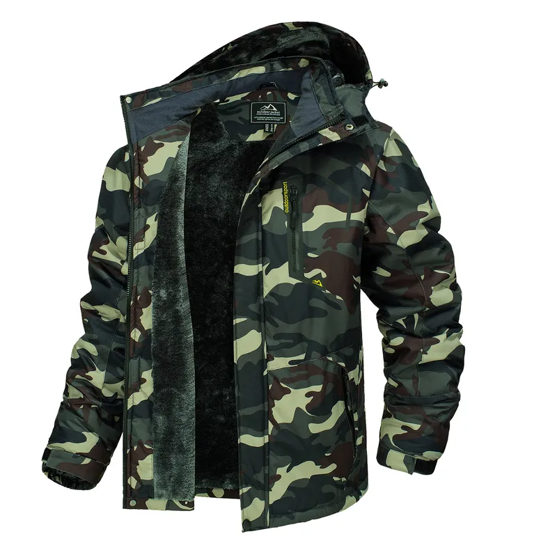Veste D'hiver Camouflage Homme - Parka Chaude Imperméable Avec Capuche Polaire - Idéal Pour Ski Et Extérieur