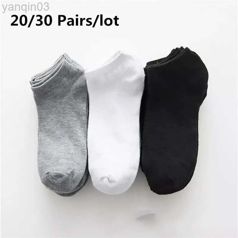Athletic Socks 20/30Pairs/Men Casual Boat Solid Color Deep Mouth Breathable Soft Men Shoes Gifts Ankle Wholesale L220905