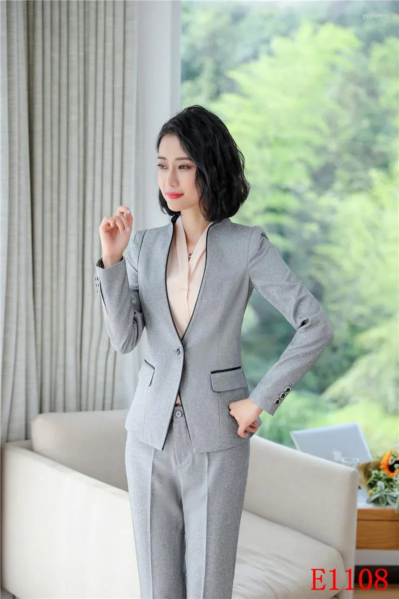 Pant Suit Fashion Formal Women Pant Suits Grey Blazer And Jacket