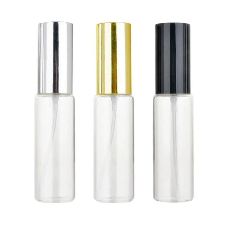 Hochwertige 30-ml-Glasparfümflaschen, klare Sprühflaschen, 30-ml-leere Duftverpackungsflasche mit schwarz-silbernem Goldverschluss SN4130