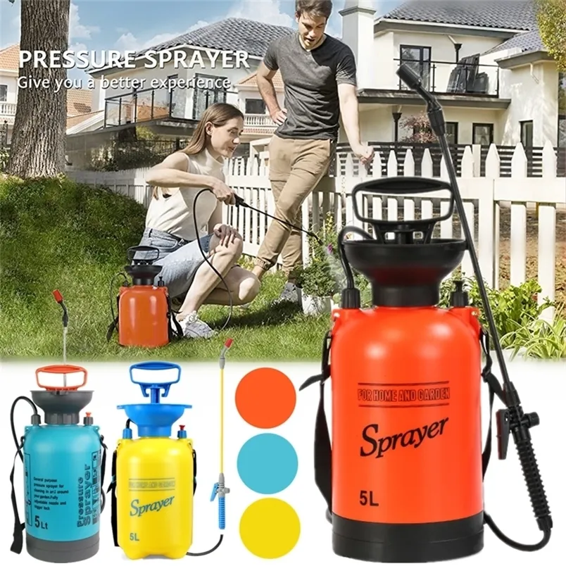 散水装置ナップサック圧力スプレー3/5L芝生庭の水スプレーボトル調整可能なエアポンプガーデニングプラント掃除缶220902