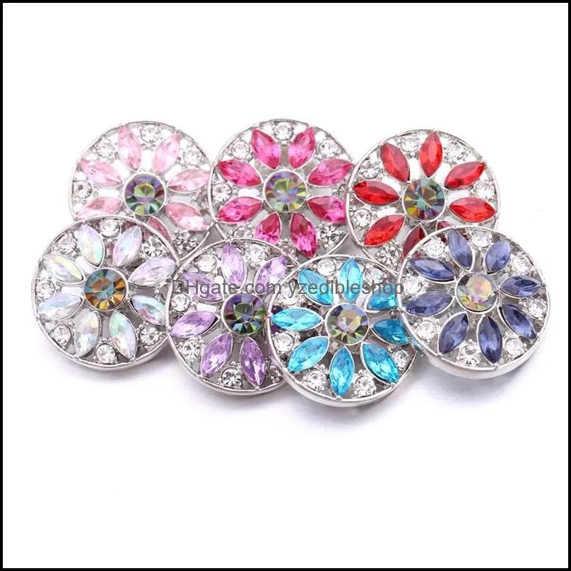 Charms Wholesale Crystal Sier Color Snap Button Women Charms Jewelry Findings Oval Rhinestone 18Mm Metal Snaps Buttons D Dhseller2010 Dhyrv