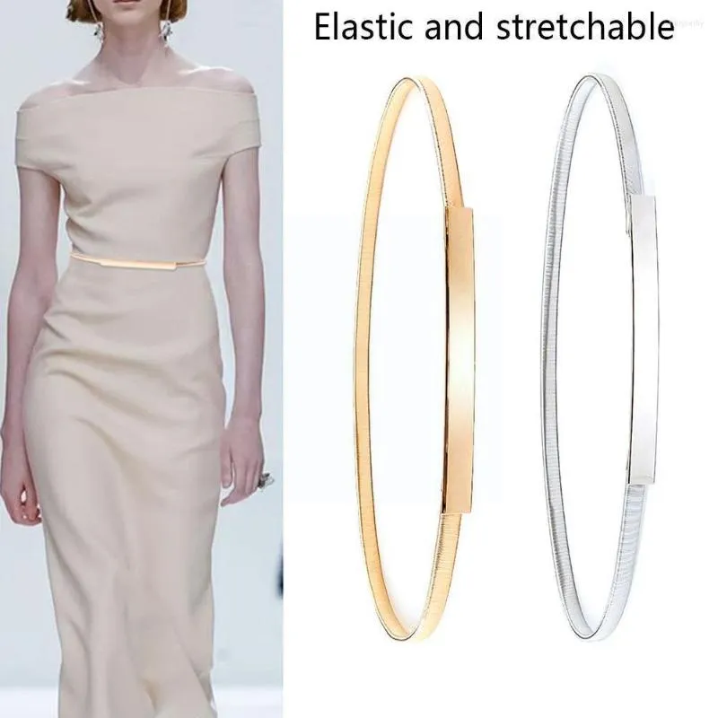 Riemen mode riem metaal elastische gesp buckle buckless onzichtbare decoratie jurk rok dames luxe taille high-e d7b1