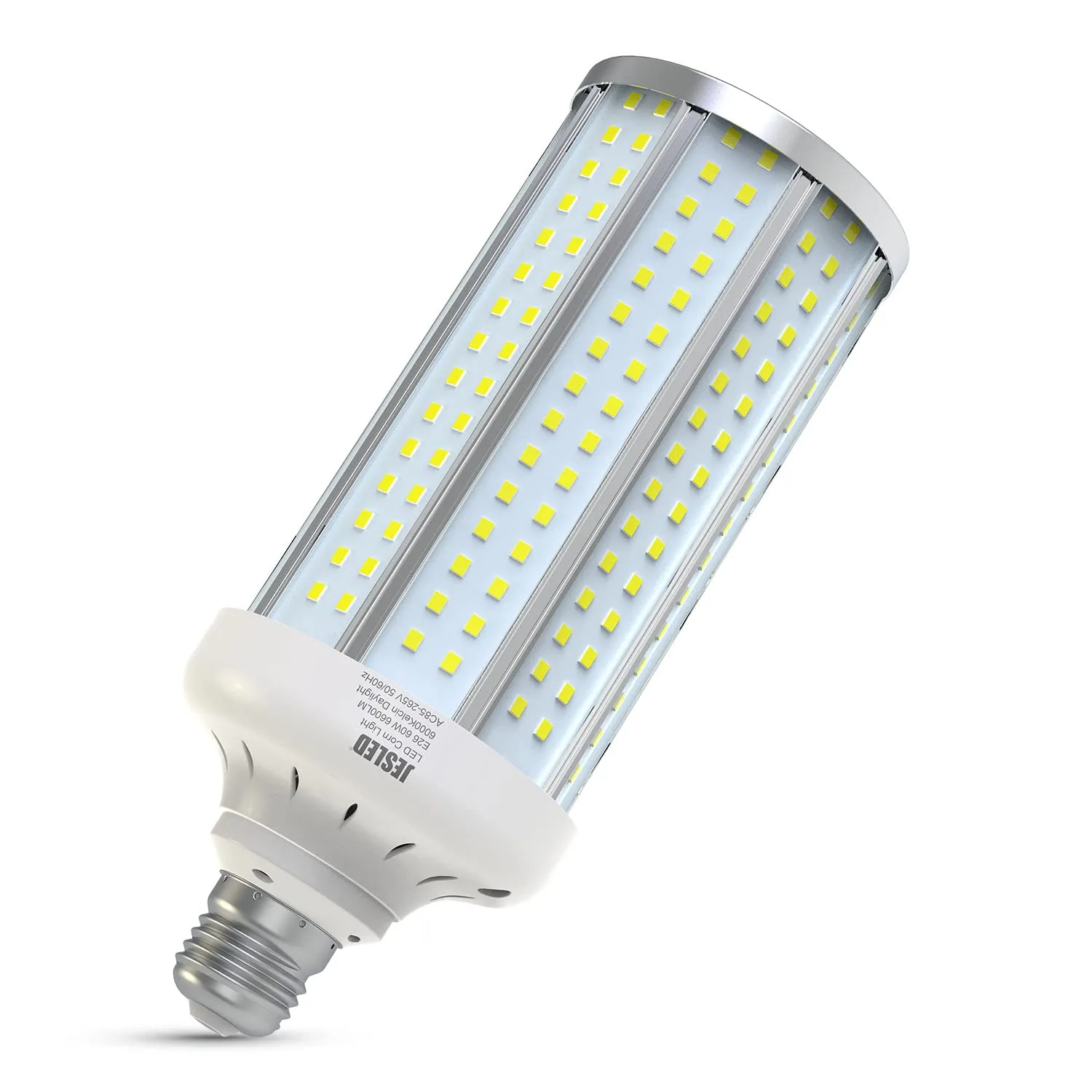 JESLED 500 W equivalente a bombilla LED de maíz 60 W 6600 lúmenes 6000 K área grande luz blanca fría E26/E27 base media adecuada para interior exterior garaje almacén