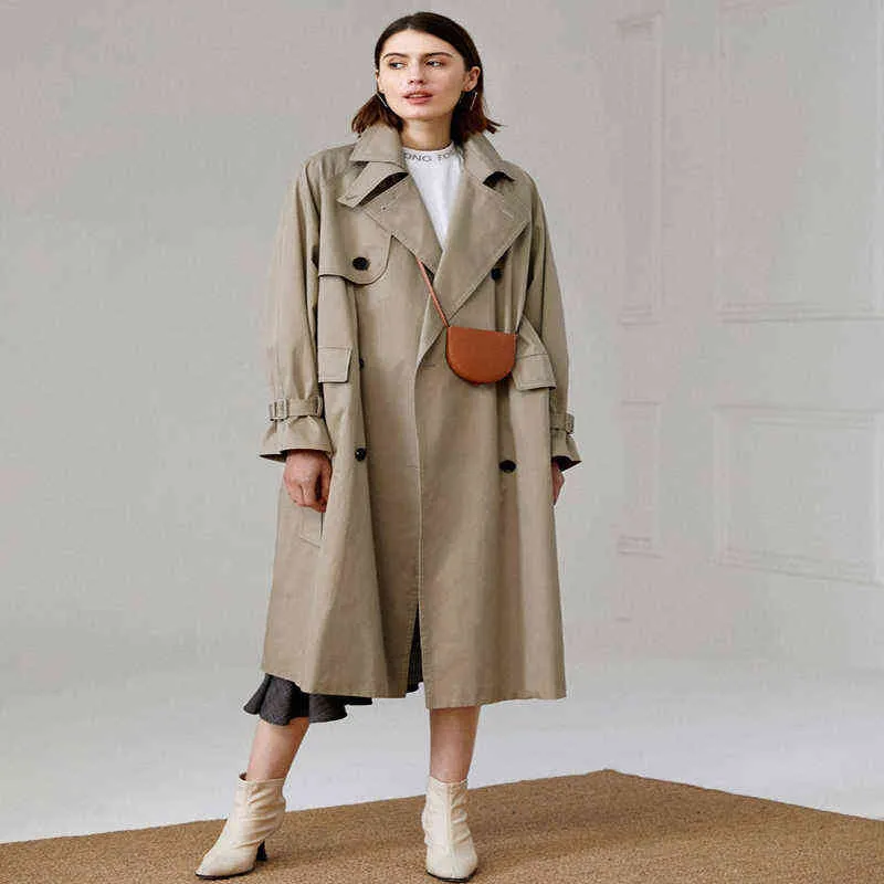 Women Down Down Parkas 2022 Fall /Autumn Women Casual Double Bastest Classic Classic Long Trench Coat com cinto chique feminino Windbreaker T220905