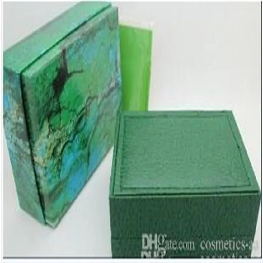 Boîtes de montres de luxe vertes avec boîte de montre originale papiers carte portefeuille boîtes étuis montres de luxe261t