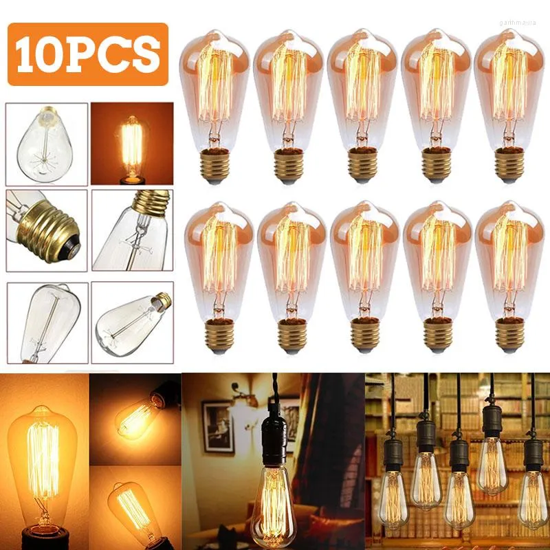 1/3/6/10pcs Vintage Edison Bulbes E27 Pendants Lights Ampoule incandescente Bulbe Chaussu de lampe blanche chaude décor ST64 Filament