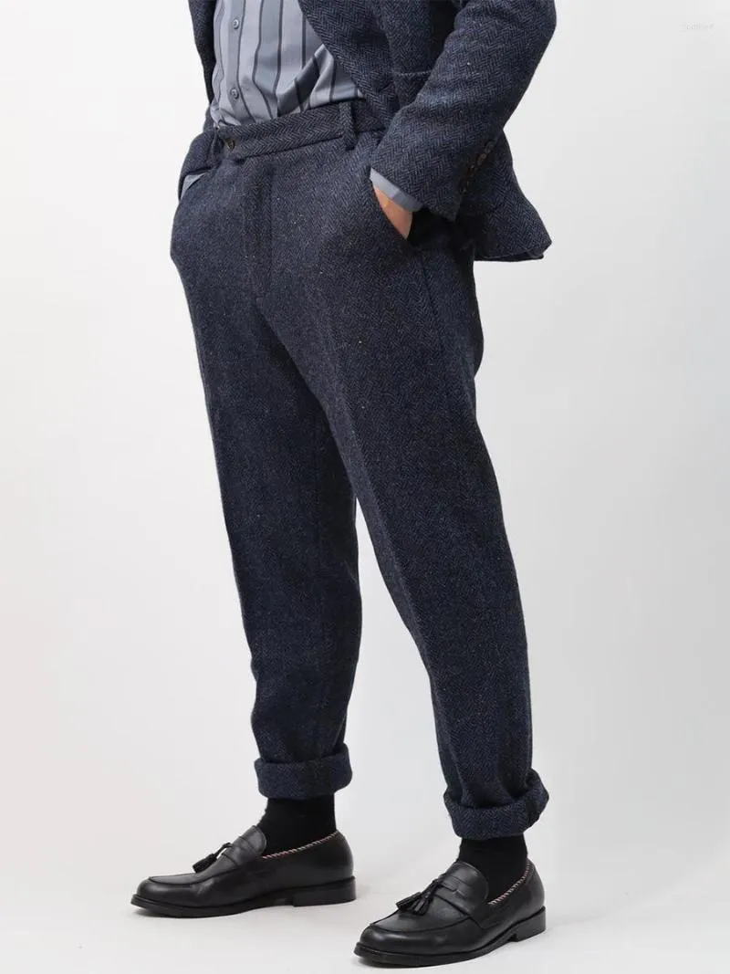 Мужские брюки Мужская модная одежда 2022 Зимние мужские брюки Harris Woolen British Retro Slim Casual Style 4xl
