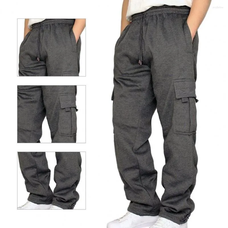 Pantaloni da uomo Uomini di colore solido Colora elastico Wiast Multi Pockets Cargo per abbigliamento quotidiano