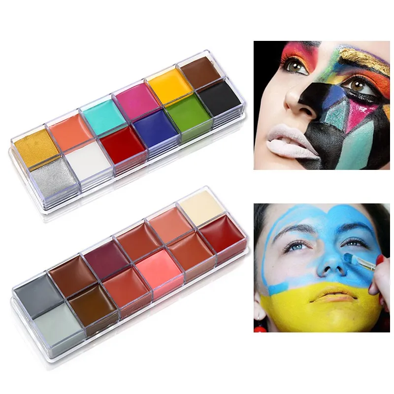 Halloween Face Body Paint Oil 12 Colors Professional Non Toxic Safe Make -up Body Painting Oil Palet