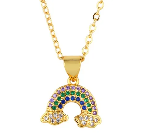 Jewelry Necklaces Pendants rainbow moon O chain necklace Zirconia Jewelry Cubic Crystal Cz Fashion Charm sj45