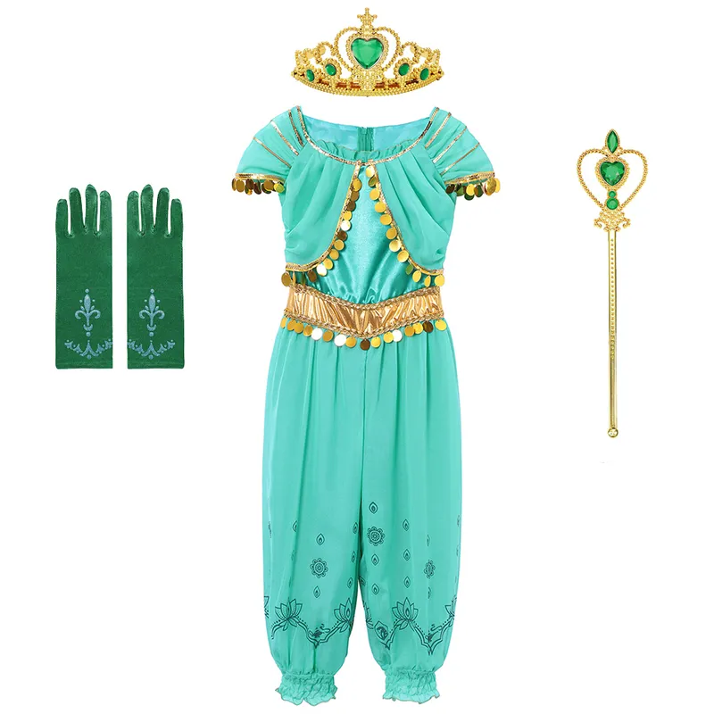 Prinzessin Jasmine Kostüm Für Mädchen – Mit Cape Und Kopfbedeckung Für Halloween & Karneval