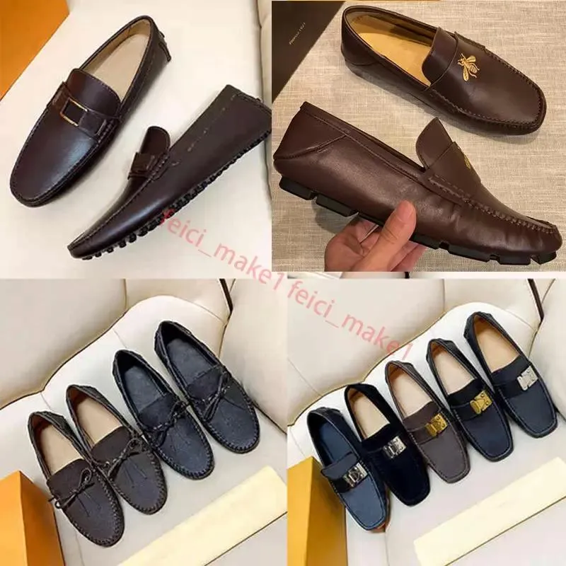 Italiensk lyxdesigner klänningskor OP03 Top Leather Wedding Party Men Shoes Suede Fashion Loafers Heel Shoes Storlek 38-44