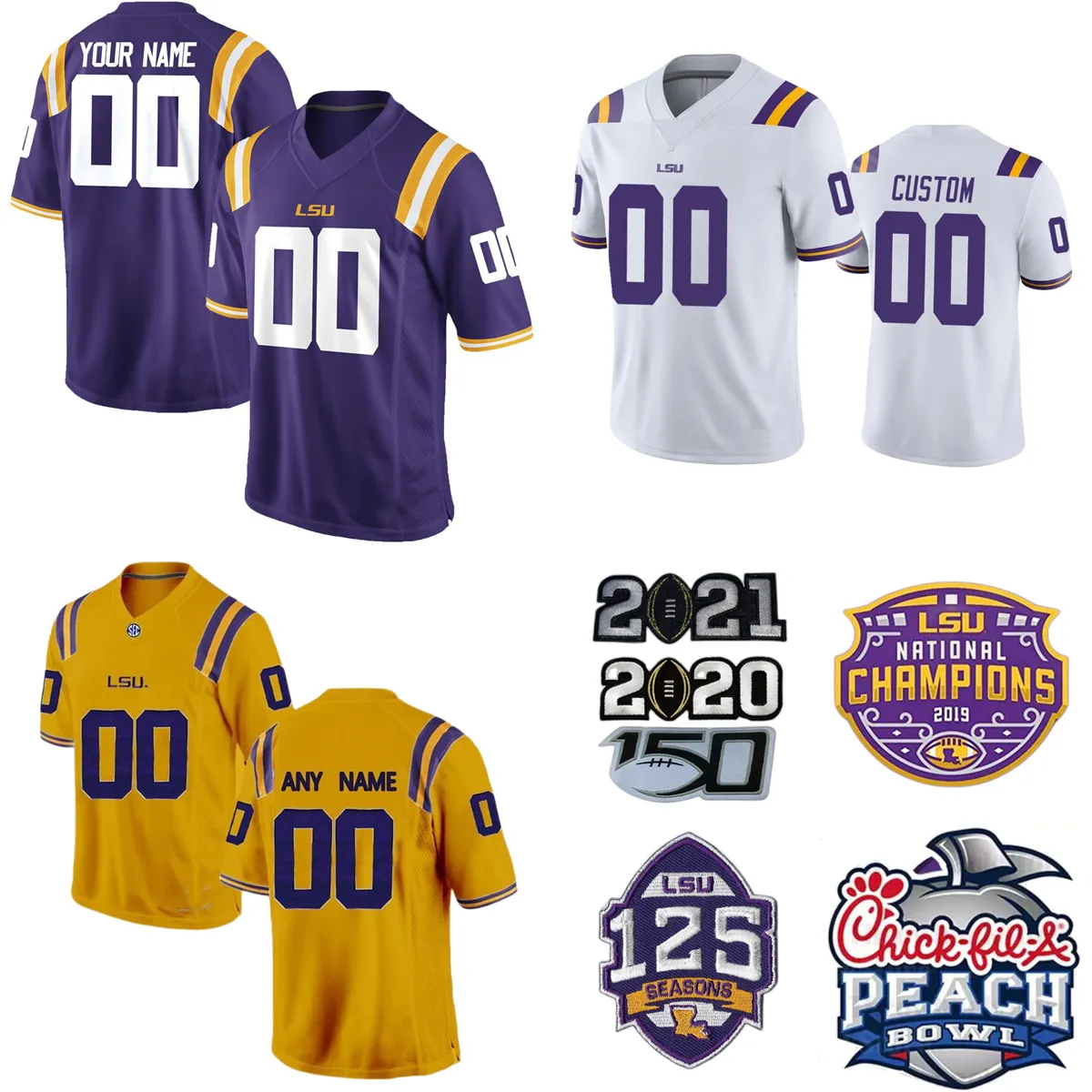 Maillots de football universitaire NCAA LSU Tigers 9 Joe Burrow 2 Justin Jefferson 7 Ja'Marr Chase 6 Terrace Marshall Jr. 22 Clyde Edwards-Helaire 33 Maillot personnalisé Jamal Adams