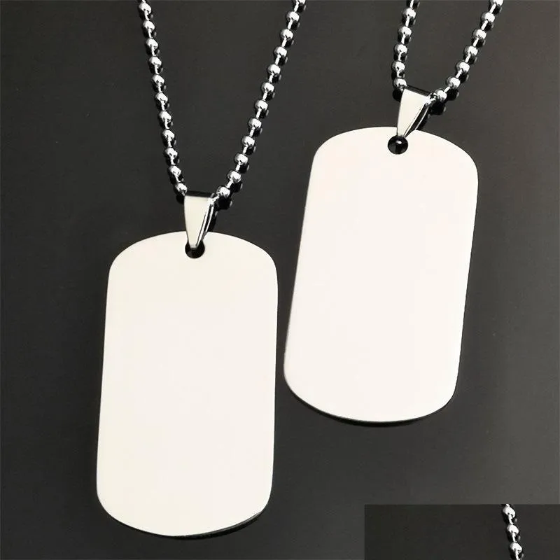 ペンダントネックレスブラックサイアメッキステンレススチールブランクペンダントネックレスPerso nalized engraving Own Logo ID Dog Tag Desig sexyhanz dhsu8