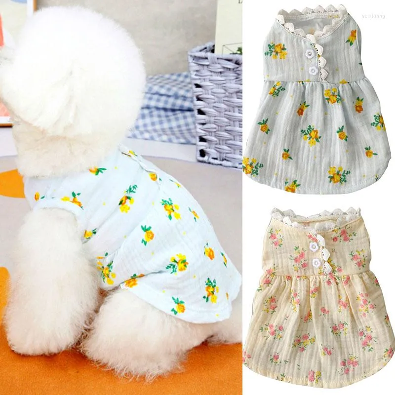 犬のアパレルペットドレス服プリンセスドレススカート衣服子犬韓国夏の素敵な花のプリント