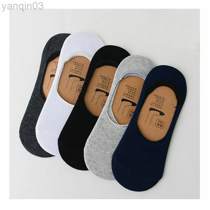 Athletic Socks 1/5 Pairs Men Cotton Socks Summer Breathable Invisible Boat Socks Anti-slip Loafer Ankle Low Cut Short Sock Male Sox For Shoes L220905