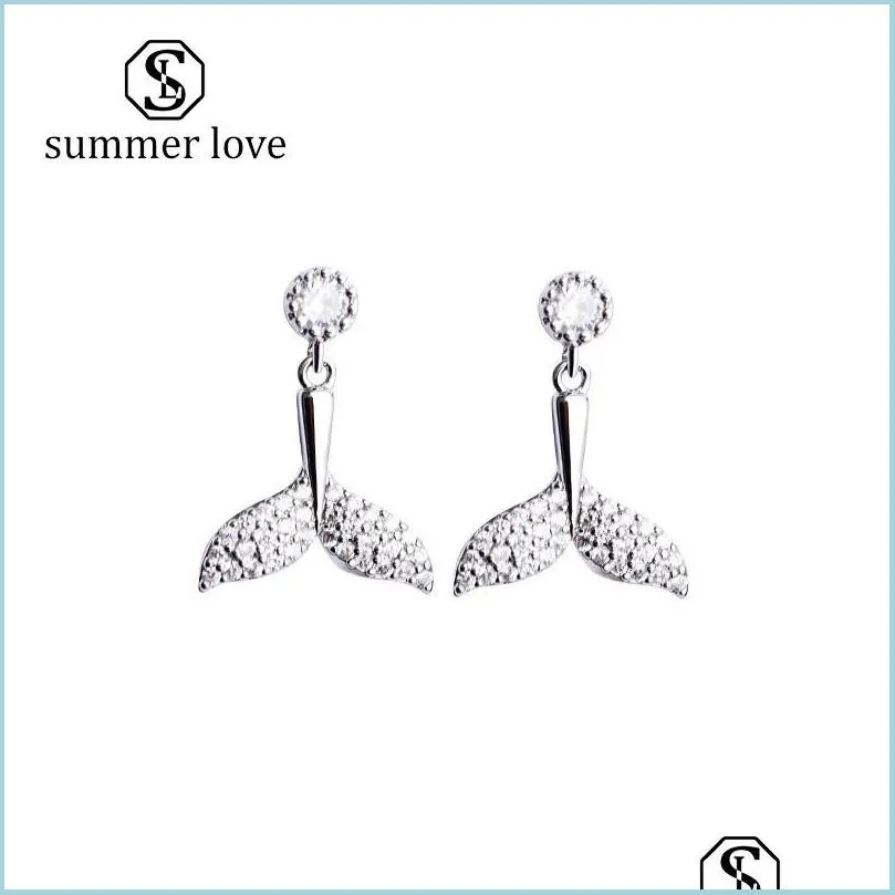 Stud Nouvelle mode Zircon Fishtail Drop Boucles d'oreilles Modèle unique Bijoux Accessoires Designer Types de couleur Or / Argent Earrin Ffshop2001 Dhsku