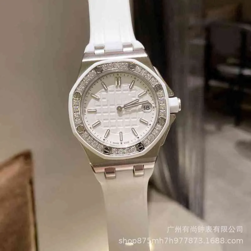 Luxury Mens Mechanical Watch Es Roya1 0ak Womens Blue Mirror Diamond Ring Rubber Band Swiss Es Brand Wristwatch Z0pg
