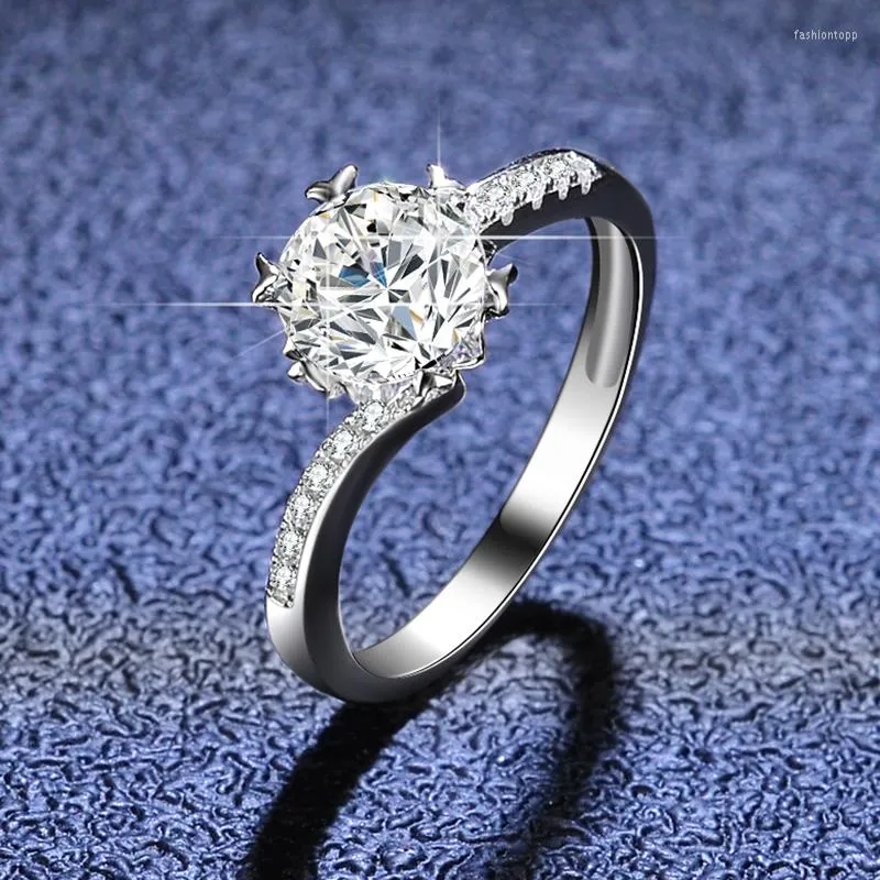 حلقات الكتلة 925 sterling Silver Ring Mosan's Drill Fashion Woman1ct Diamond Twist Arm D-Color Mosan