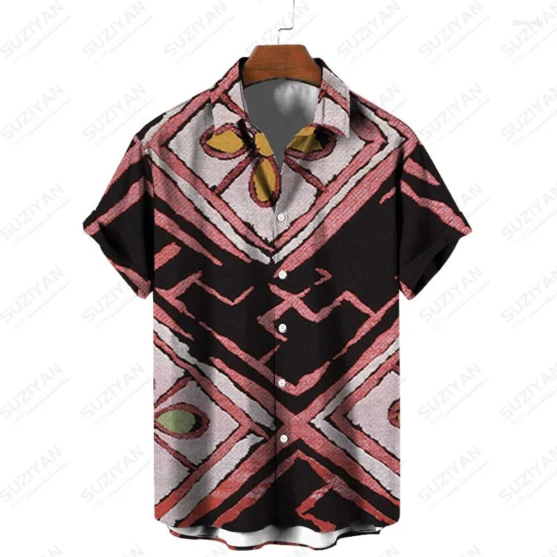 Camisas casuais masculinas xadrez de moda vintage de roupas de tamanho grande, padrões engraçados Stand colar por atacado hippie