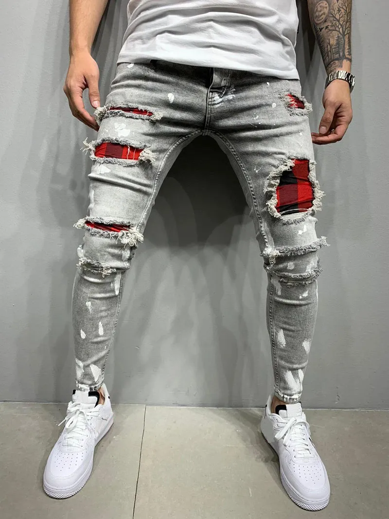 Distressed Biker Jeans: Premium Stretch Denim Ripped Skinny Jeans