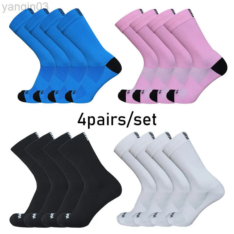 Athletic Socks Outdoor Road Cycling New Stripes Sportkomprimering Racing Män och kvinnor som kör Calcetines Ciclismo L220905