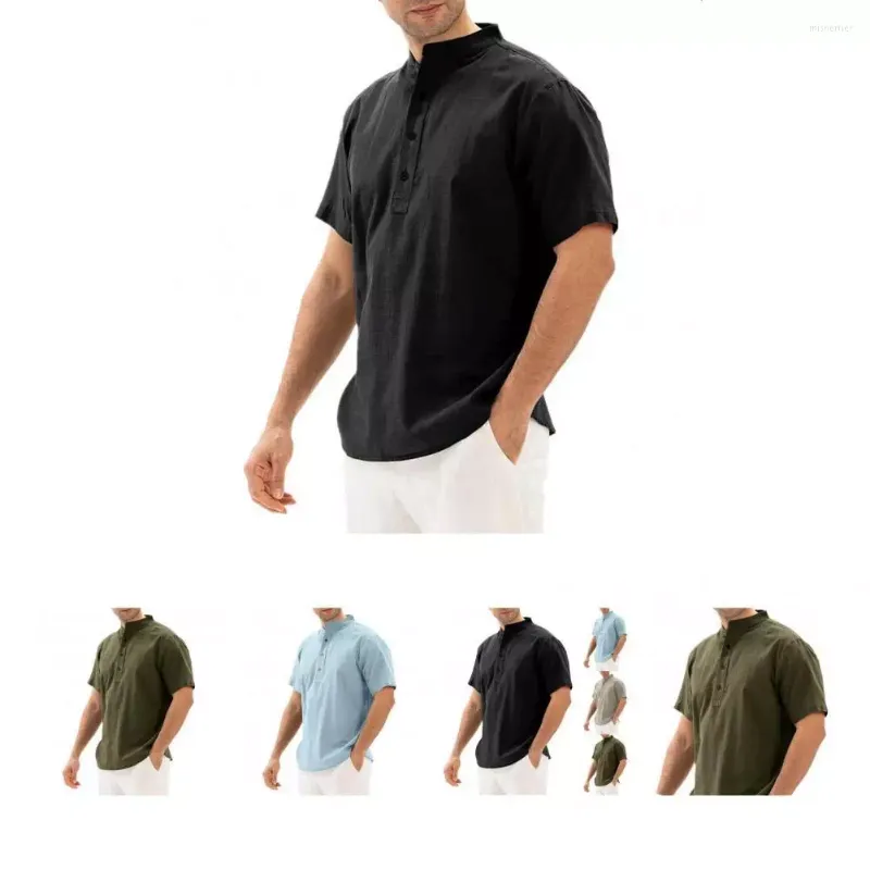 Camisas casuais masculinas resistentes à moda Men Stand Top Stand Collar para Street