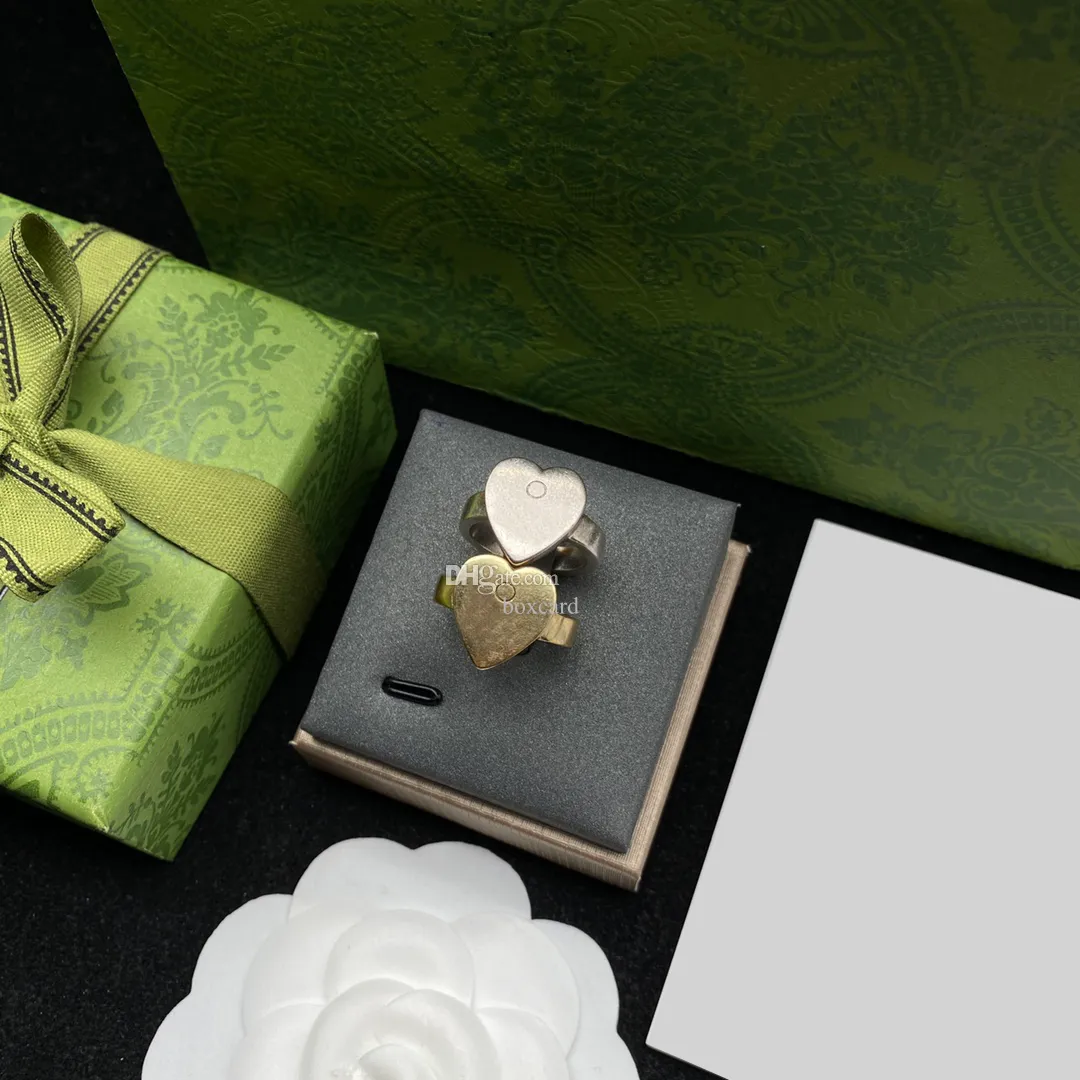 Vintage Love Letter Rings Golden Silver Designer Ring Hip Hop Style La Bague Jewelry con confezione regalo