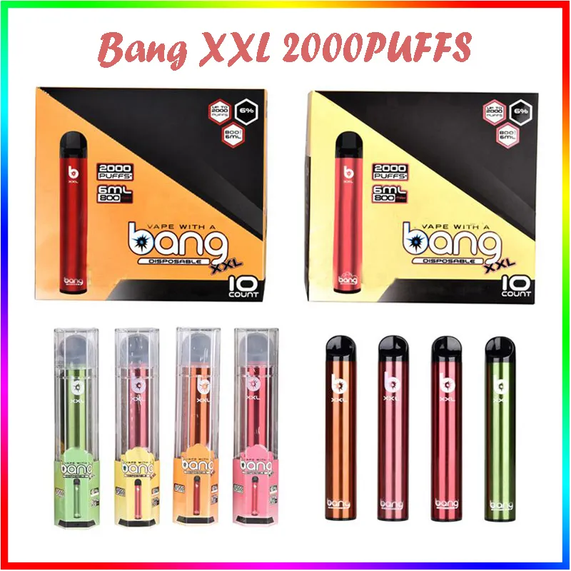 Bang XXL 2000 Puffs e Сигареты одноразовые устройства POD 800MAH VAPE PEN 6% Прочность на 6 мл предварительно заполненные устройства для картриджа испарение