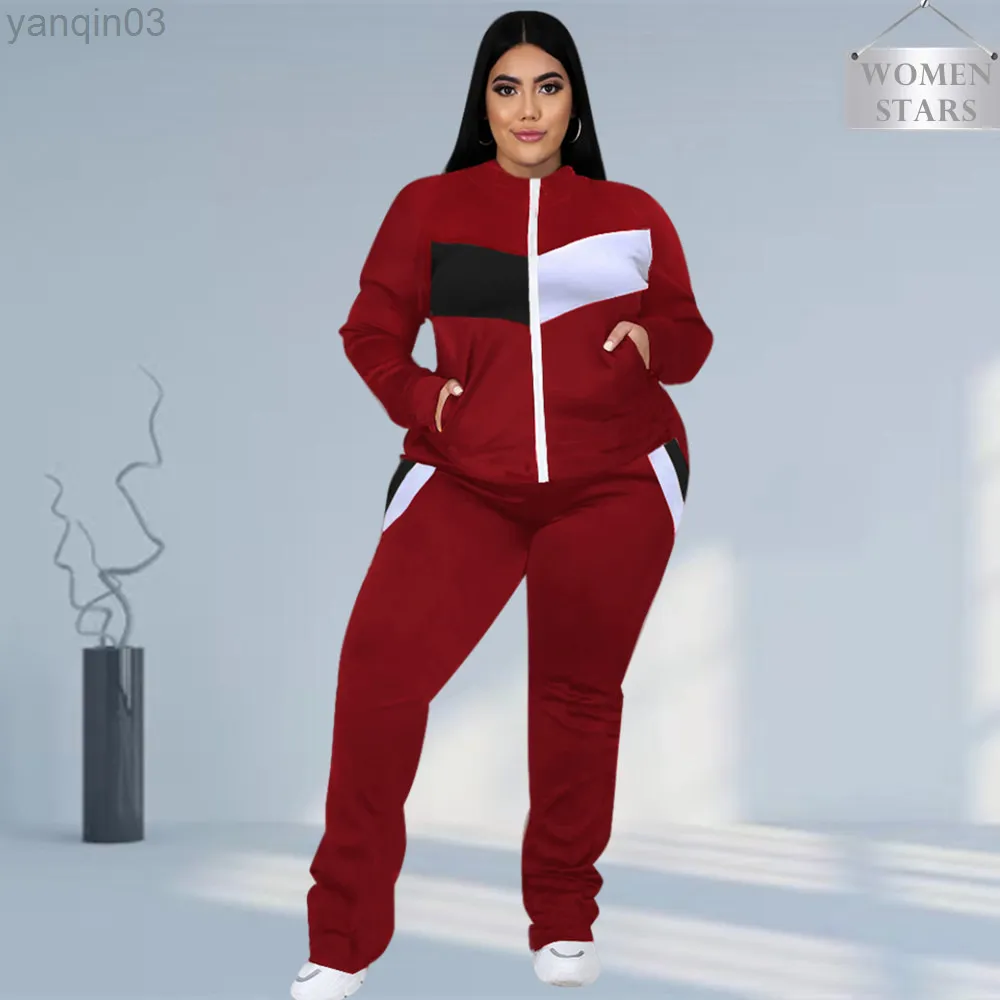 Kvinnors plus -storlek spårningsdräkter set spårdräkt kvinnor faller kläder Delige Set 5xl Sweatsuit Jogging Pants Sport Suit 2021 Wholesale Dropshipping L220905