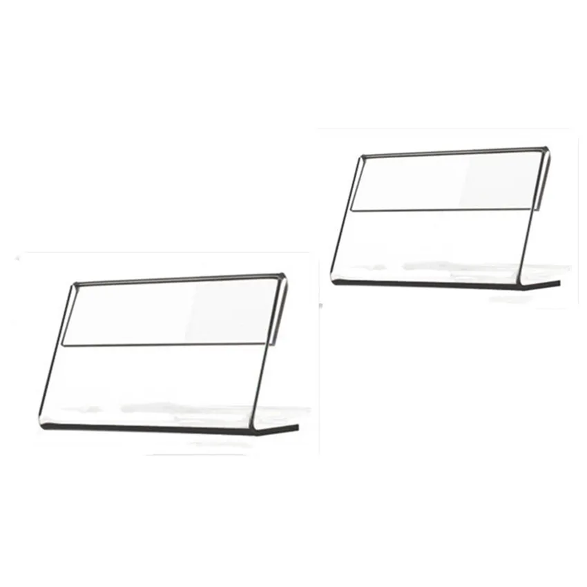 Affichage de la publicit￩ en plastique L Carte d'￩tiquette de forme support support Prix de gamme de racks de trame de la signalisation Table T1mm Small Horizontal 100pcs